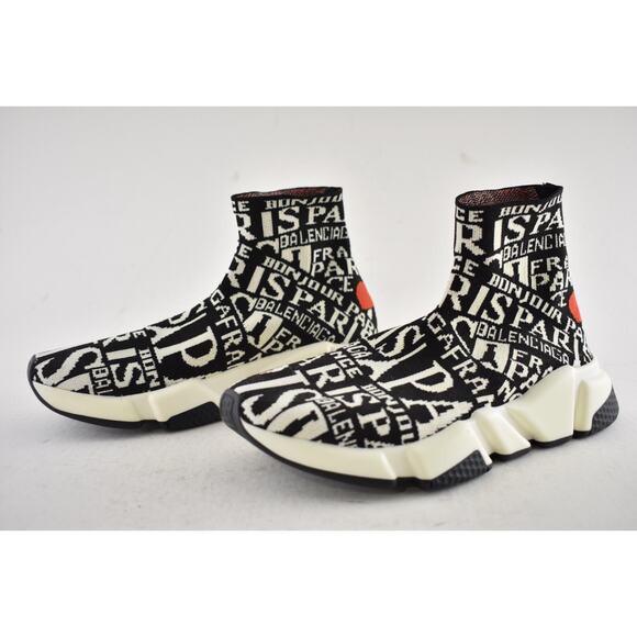 Balenciaga Women's Speed Sock Trainer White Black Red Paris Runner Sneakers 36 - Picture 9 of 11